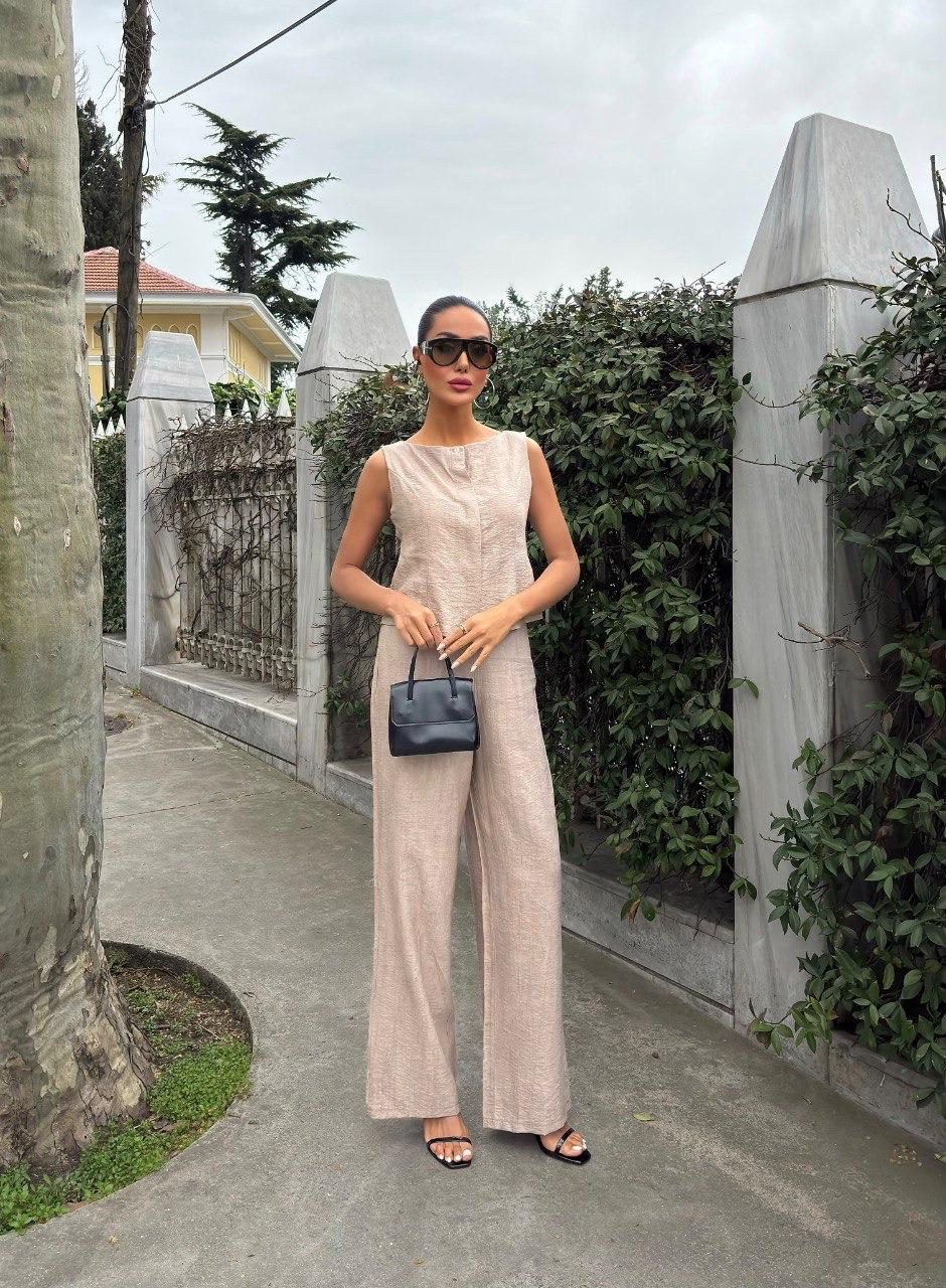 The Linen Luxe Two-Piece Set – Sand