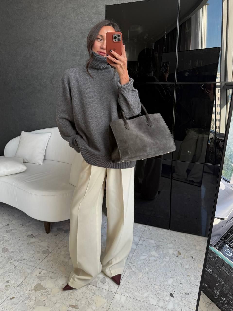 Grey Turtleneck Sweater