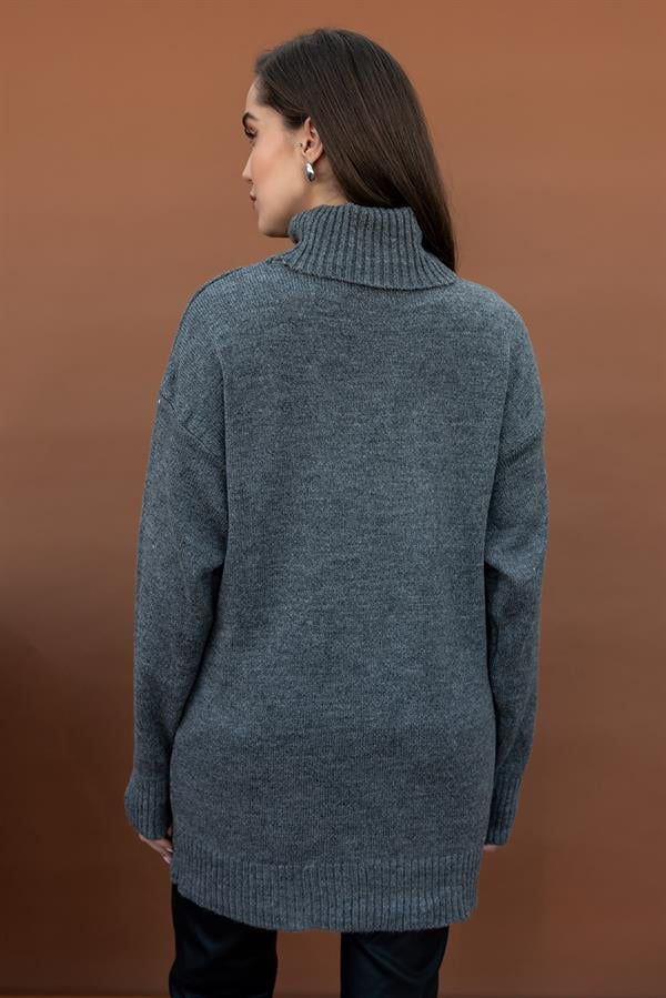 Grey Turtleneck Sweater
