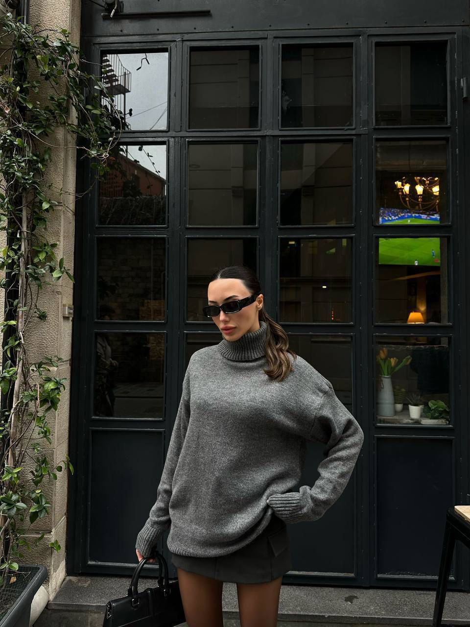Grey Turtleneck Sweater