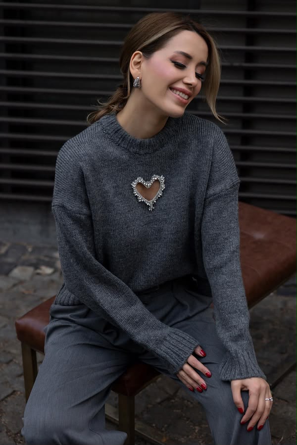 Charcoal Heart Sweater
