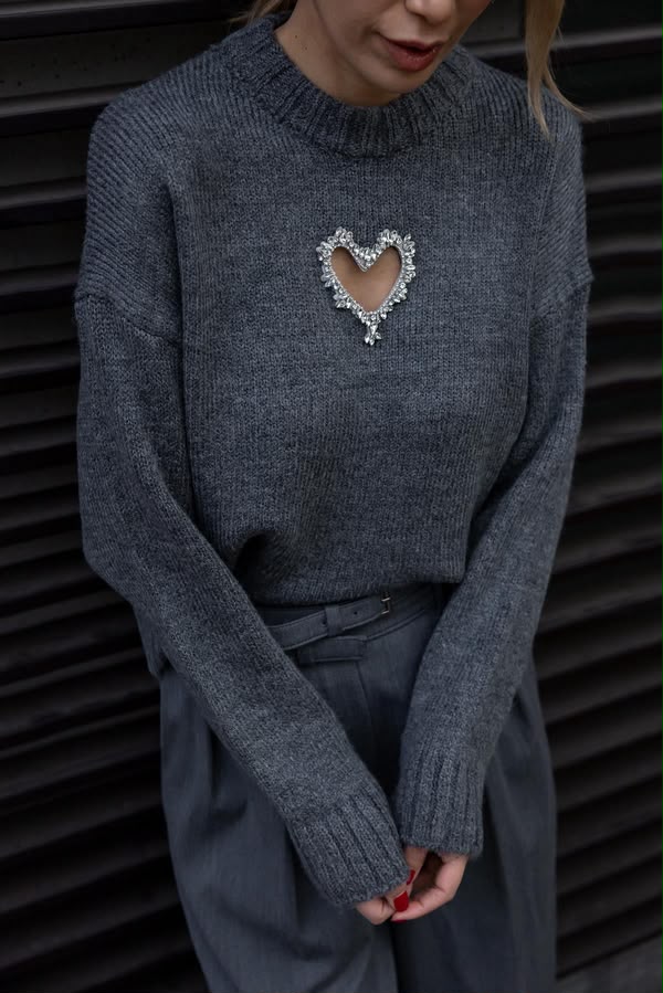 Charcoal Heart Sweater