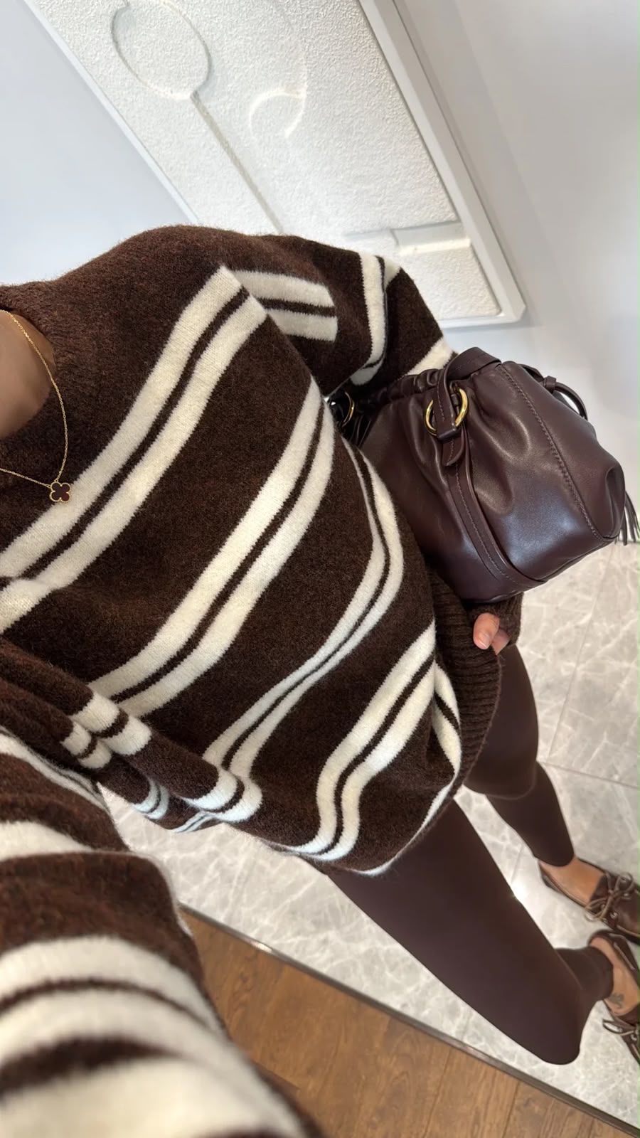 Brown Striped Knit Sweater