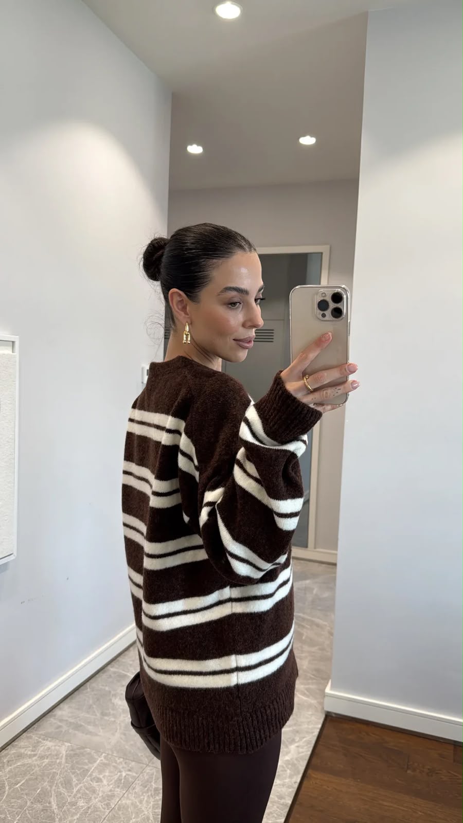 Brown Striped Knit Sweater