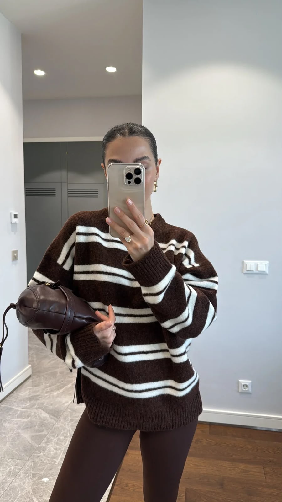 Brown Striped Knit Sweater