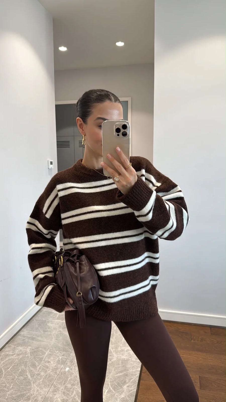 Brown Striped Knit Sweater