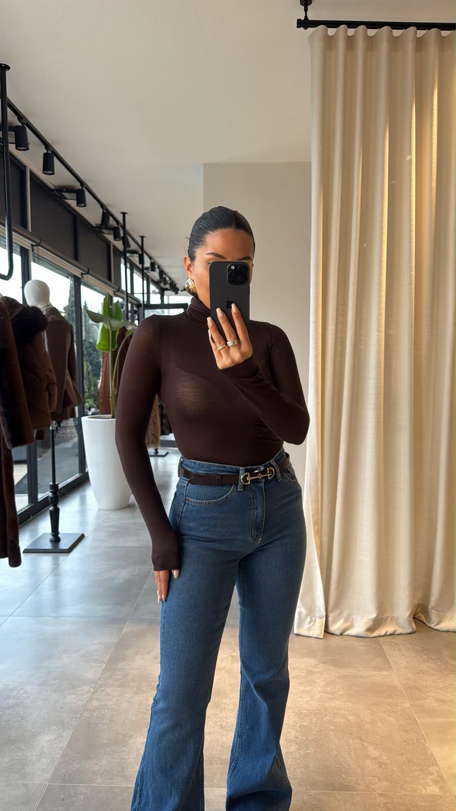 Sheer Turtleneck Long Sleeve Top